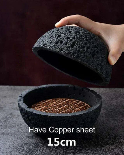 Exquisite Smoked Black Volcanic Stone Bowl Set for Gourmet Enthusiasts