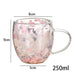 Elegant Double Walled Floral Glass Mug - High Borosilicate Coffee and Tea Cup with Handle