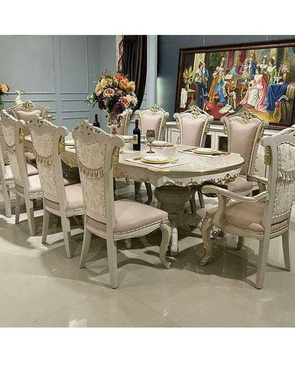 Elegant Neoclassical Solid Wood Dining Set for 8 with Charming European Flair