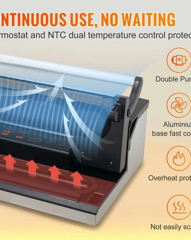Commercial Vacuum Sealer Pro with Dual Sealing Strips and Turbo Heat Technology