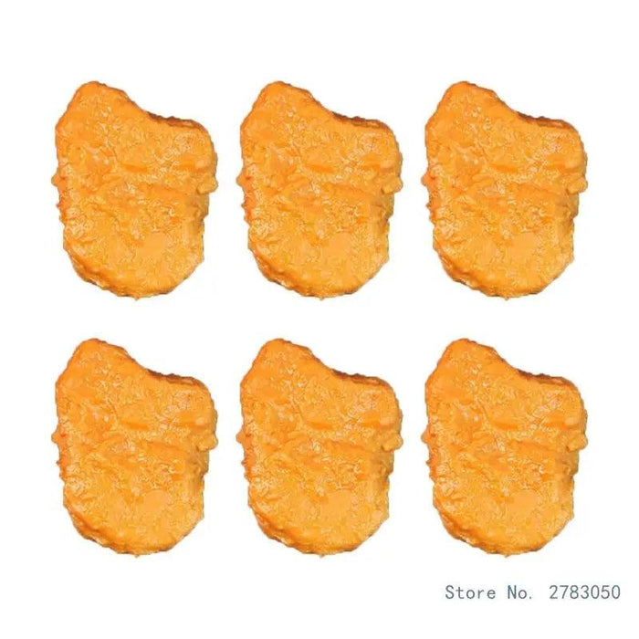 Set of 6 Realistic Artificial Fried Chicken Nuggets for Food Styling and Photography