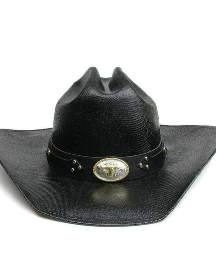 Classic Waterproof Cowboy Hat with Unique Cowhead Detail - Trendy Straw Sun Protection Accessory