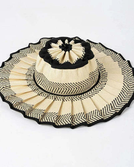 Chic and Practical Foldable Straw Sun Hat with Stylish Belt - Large Brim UV Protection for Outdoor Adventures