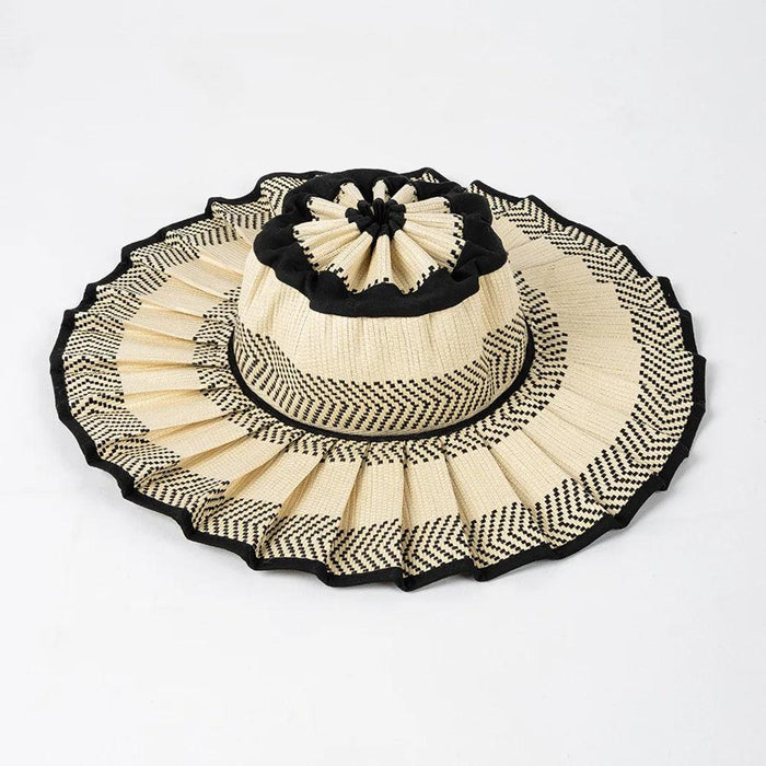 Chic and Practical Foldable Straw Sun Hat with Stylish Belt - Large Brim UV Protection for Outdoor Adventures