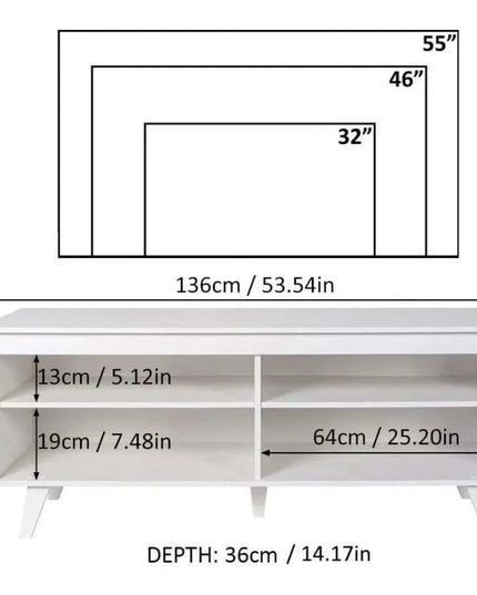 Sleek Modern Wooden TV Stand with Integrated Cable Management - Ideal Entertainment Center for TVs Up to 55 Inches - Quick and Easy Assembly - Supports 66 lbs