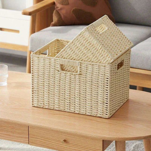 Stylish Woven Storage Basket – Versatile Organizer for Toys, Snacks, and Clothing with Convenient Handles