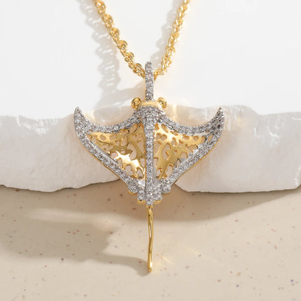 Creative Two-Color Devilfish Pendant Necklace Made of Copper. Batfish Necklace Suitable for Daily Casual and Ocean Style Outfits creative-two-color-devilfish-pendant-necklace-made-of-copper-batfish-necklace-suitable-for-daily-casual-and-ocean-style-outfits