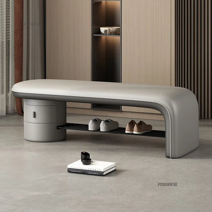Treasure Home Modern Shoe Changing Stool with Drawers & Minimalist Des