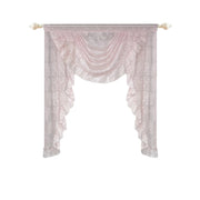 Pink Flower Ripple Sheer Lace Curtain Valance – Rod Pocket, Custom Width