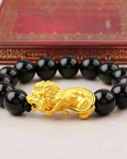 24K Yellow Gold Tiger & Lion Pendant: Exquisite Pure 999 Gold Jewelry