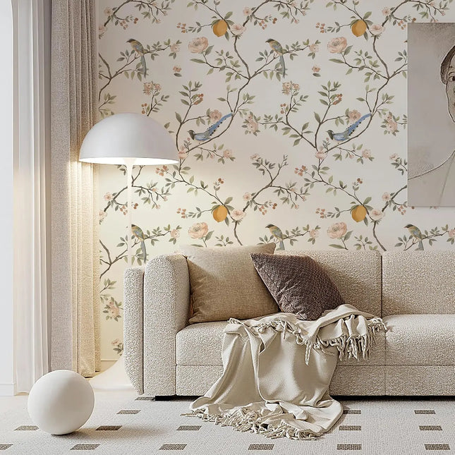 HDHome Store Floral Birds Peel and Stick Wallpaper - Removable & Self-