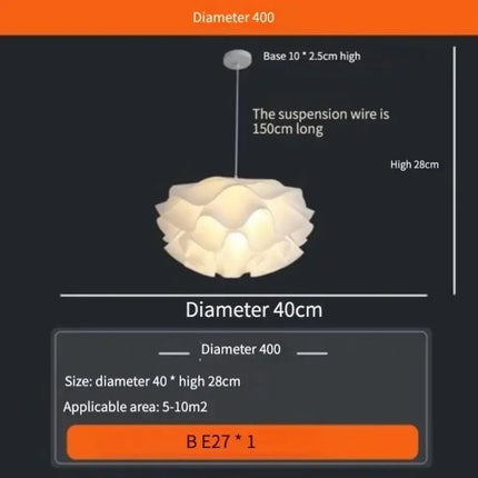 Postmodern White Flower LED Pendant Light — Petal Design, 40–80cm