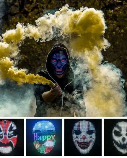 Customizable Bluetooth LED Face Masks - Vibrant Light-Up Accessories for Halloween and Party Fun