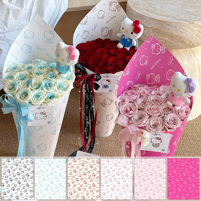 Gardenlife Store Hello Kitty Flower Bouquet Wrapping Paper & Ribbon Se