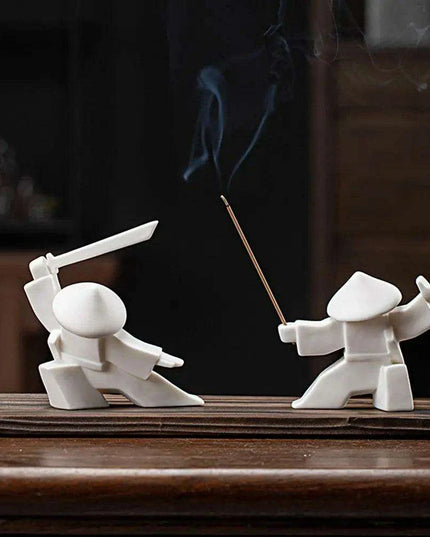 Elegant Samurai Porcelain Incense Holder - Unique Artistic Censer for Home Serenity