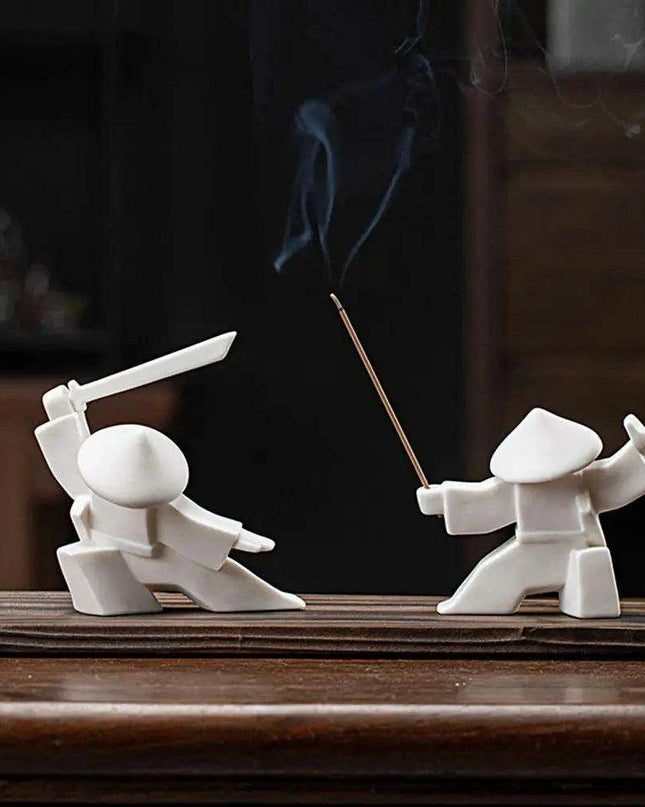 Elegant Samurai Porcelain Incense Holder - Unique Artistic Censer for Home Serenity