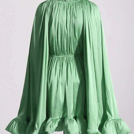 Chicever Women's Stylish Ruffled Mini Dress with High Neck, Spring 2024 Collection