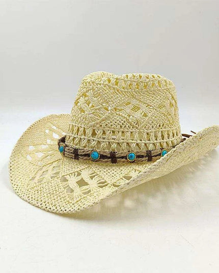 Handcrafted Unisex Denim Straw Cowboy Hat for Ultimate Summer Sun Protection