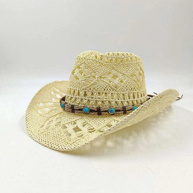Handcrafted Unisex Denim Straw Cowboy Hat for Ultimate Summer Sun Protection