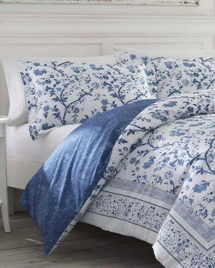 Elegant Reversible Floral Cotton Duvet Cover Set with Matching Shams – Year-Round Bedding Must-Have