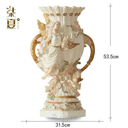 Luxurious Angelic Resin Floor Vase for Exquisite Home and Hotel Decor