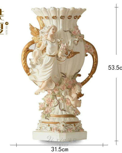 Luxurious Angelic Resin Floor Vase for Exquisite Home and Hotel Decor