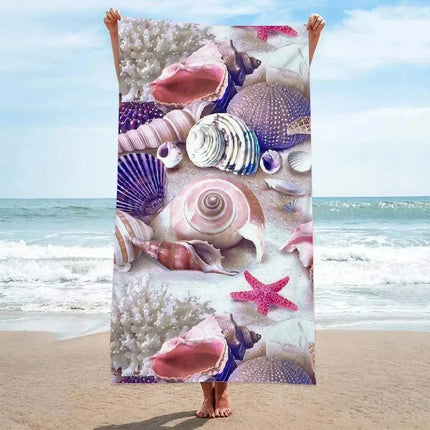 A20MaoX Quick Dry Sand-Free Ocean Seashell Beach Towel for Travel