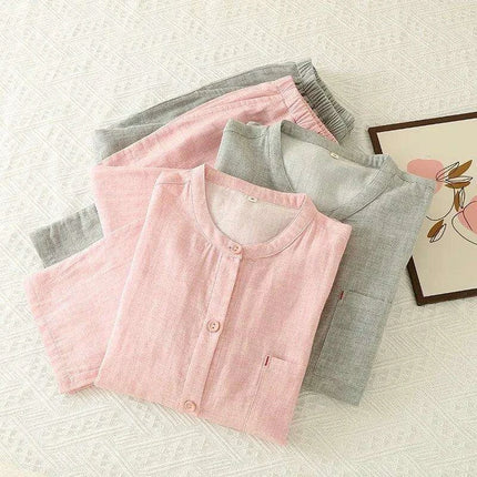Elegant Cotton Gauze Sleepwear Set - Luxurious Loungewear for Couples