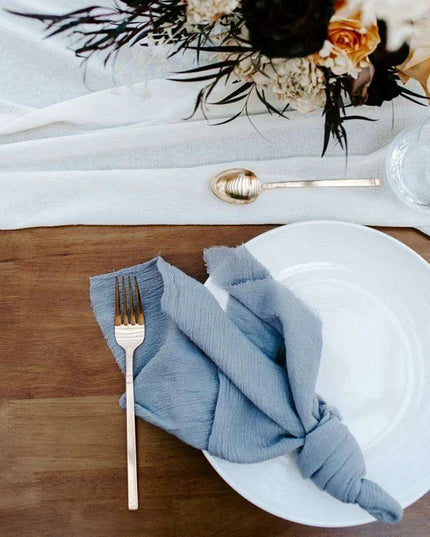 Chic Hand-Torn Organic Cotton Napkins in Slate Blue - Set of 12