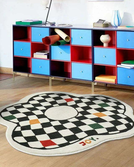 Retro Chic Checkerboard Plush Area Rug - Luxurious Home Enhancement
