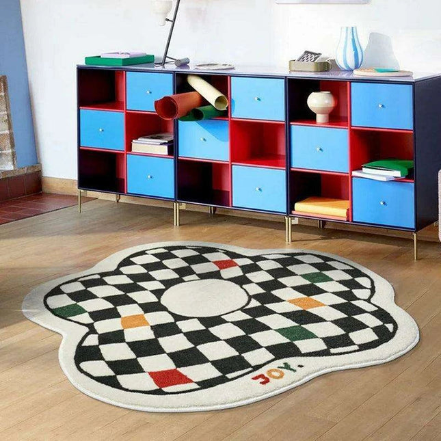 Retro Chic Checkerboard Plush Area Rug - Luxurious Home Enhancement