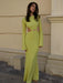 Backless Hollow Out Long Sleeve Maxi Dress for Women - Trendy Autumn Slim Fit Fashion