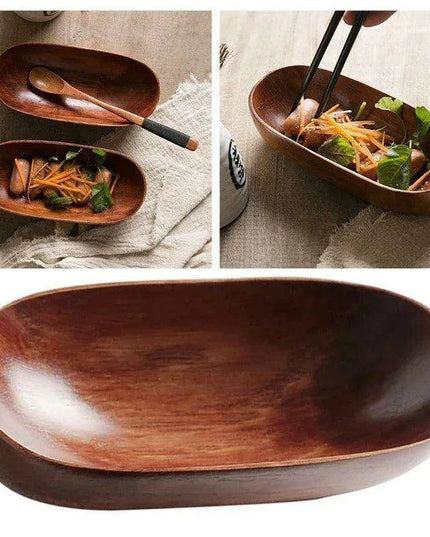 Chic Eco-Friendly Wooden Oval Serving Tray for Fruits, Desserts, and Appetizers