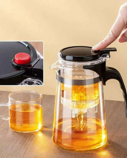 Elegant One-Touch Infuser Glass Teapot for Effortless Brewing Mastery