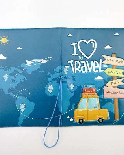 Chic 3D Printed Passport Holder with Card Slots and Faux Leather Texture