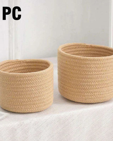 Stylish Handwoven Cotton Rope Basket for Home Organization and Storage