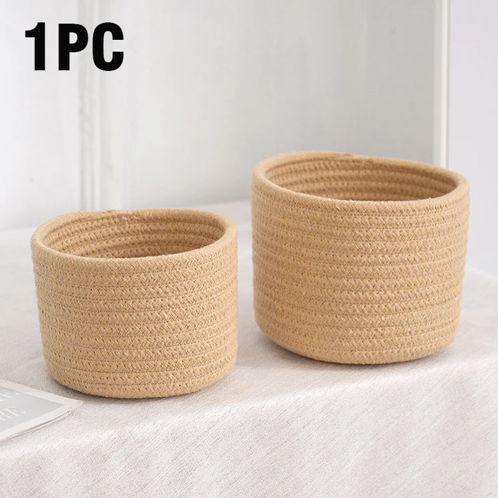 Cotton Rope Handwoven Storage Basket for Home Organization