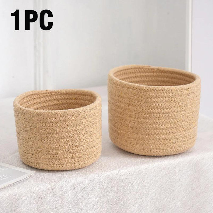 Stylish Handwoven Cotton Rope Basket for Home Organization and Storage