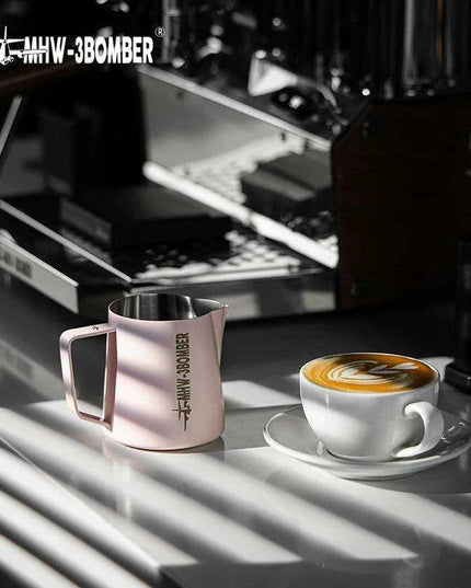 Stylish Pink Stainless Steel Milk Frother Set - Professional Barista Edition for Latte Art 500/600ml