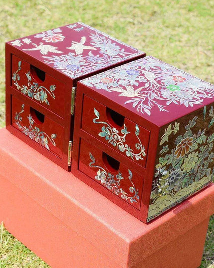 Luxurious Mother of Pearl Jewelry Organizer with Four Drawer Compartments – A Thoughtful Gift for Loved Ones