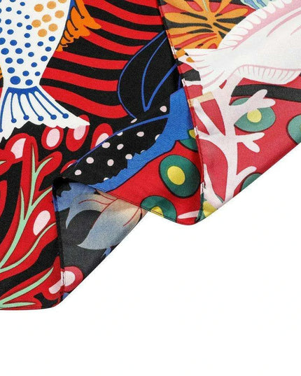 Oceanic Charm Twill Silk Scarf – 130cm Fashion Accessory for Elegant Women