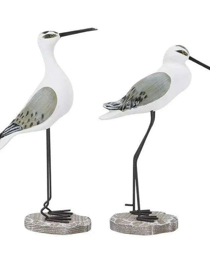 Coastal Elegance Wooden Seagull Decor - Set of 2 for Home and Garden
