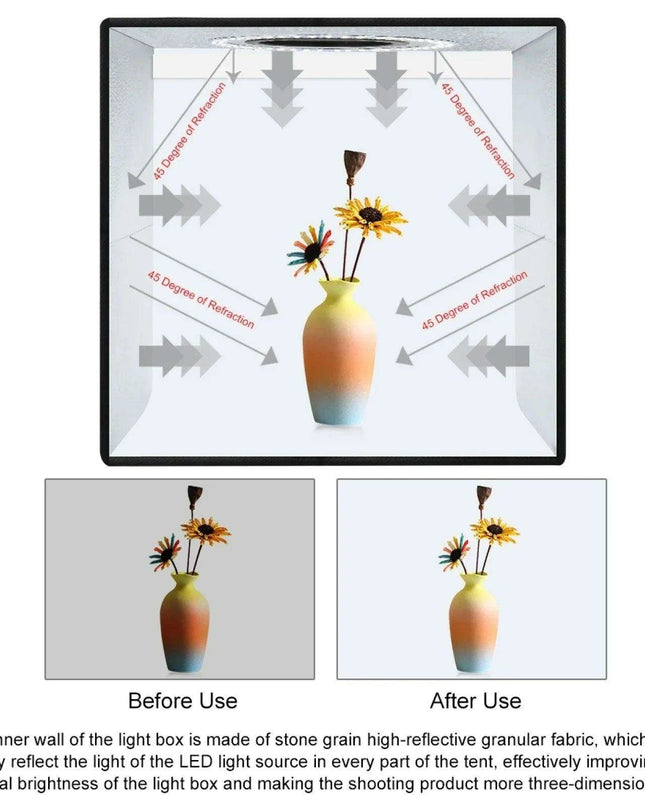 30CM PULUZ Adjustable LED Light Box Photography Kit with Six Color Backdrops - Portable Softbox for Product and Portrait Shots