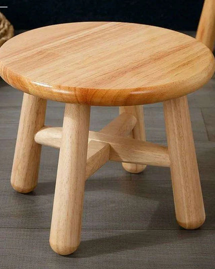 Rustic Kids' Round Wooden Bench - Stylish Multi-Use Stool for Home Decor