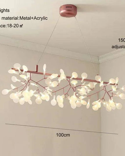 Nordic Firefly Chandelier: Customizable Rose Gold & Black Lighting Masterpiece