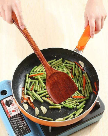 Eco-Friendly Sumac Bark Kitchen Utensils Set with Extended Spatula and Heat-Resistant Rice Scoop