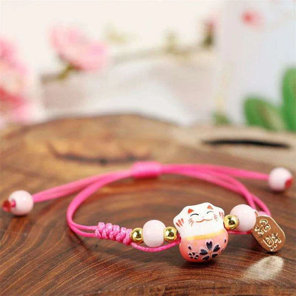 Charming Red Cord Lucky Cat Bracelet - A Thoughtful Gift for Women and Girls