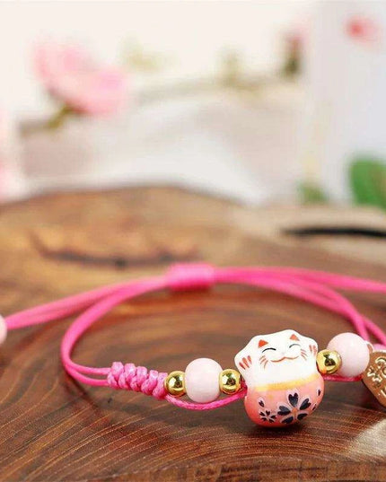 Charming Red Cord Lucky Cat Bracelet - A Thoughtful Gift for Women and Girls