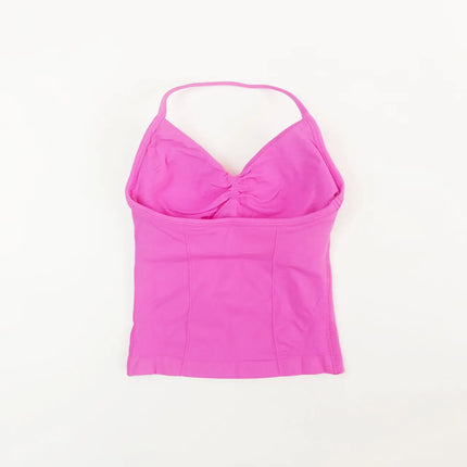 NCLAGEN Women's Longline Strappy Yoga Vest with Open Back for Fitness