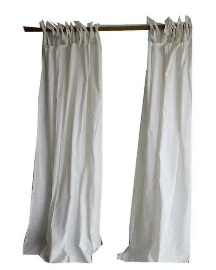 Elegant White Linen Tie-Top Curtains - Versatile Drapes for Stylish Home Décor
